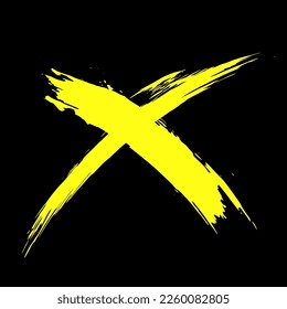 The cross on a black background is hand-drawn with a brush. Prohibition, denial, error. Vector