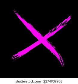 The cross on a black background is hand-drawn with a brush. Prohibition, denial, error. Vector