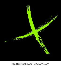 La cruz de fondo negro se dibuja a mano con un pincel. Prohibición, negación, error. Vector