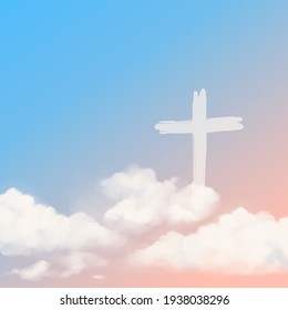 Cross on blue sky , vector