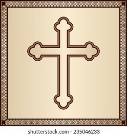 Cross on elegant background with a filigree frame