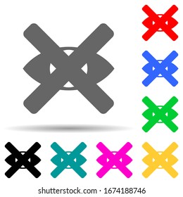cross on the eye multi color style icon. Simple thin line, outline vector of web icons for ui and ux, website or mobile application