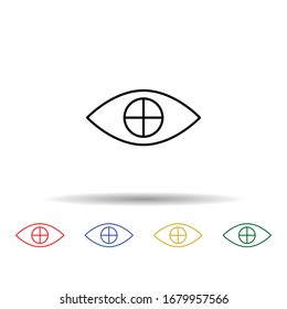 Icono de varios colores en la vista. Línea delgada simple, contorno vectorial de los iconos de cuidado ocular para ui y ux, sitio web o aplicación móvil