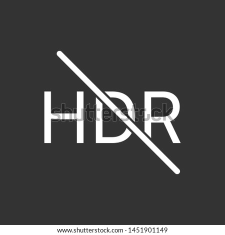 Cross on HDR icon isolated on white background. HDR OFF symbol modern simple vector icon for website or mobile app