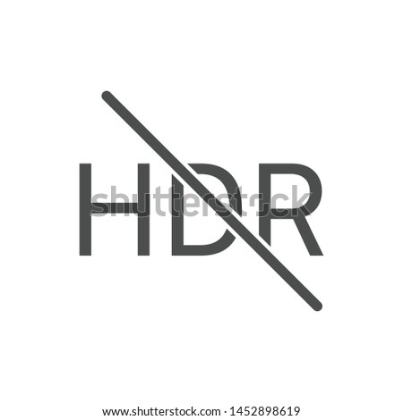 Cross on HDR icon isolated on white background. HDR OFF symbol modern simple vector icon for website or mobile app