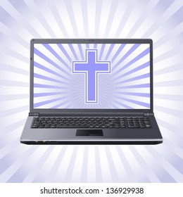 cross on the laptop screen