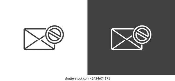 Ilustración vectorial de icono de cruz en el correo, signo de atención de masaje vectorial con icono de exclamación. El icono de atención. Símbolo de peligro. Línea ilustración vectorial. 