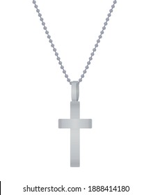 Cross on metal chain. vector