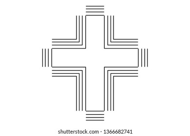 Cross on white background.