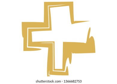 Cross on white background.