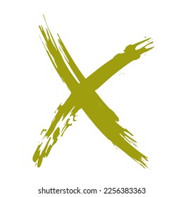 The cross on a white background is drawn by hand with a brush. Prohibition, denial, error. Vector