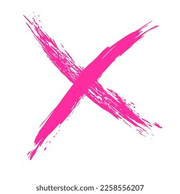 The cross on a white background is drawn by hand with a brush. Prohibition, denial, error. Vector
