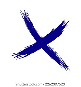 La cruz de fondo blanco se dibuja a mano con un pincel. Prohibición, negación, error. Vector