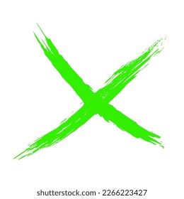 La cruz de fondo blanco se dibuja a mano con un pincel. Prohibición, negación, error. Vector