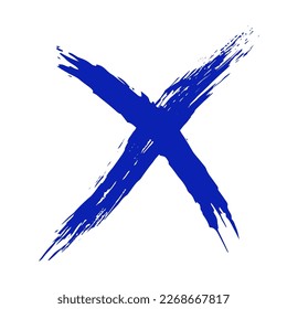 The cross on a white background is drawn by hand with a brush. Prohibition, denial, error. Vector
