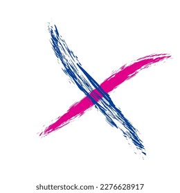 The cross on a white background is drawn by hand with a brush. Prohibition, denial, error. Vector