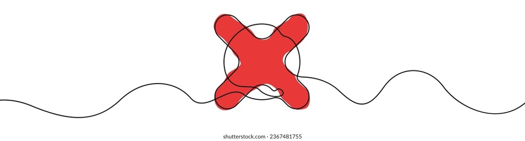Cruzar un vector de dibujo de una línea. Vector de dibujo de línea continua de elección. Votar un dibujo de una sola línea. Línea de contorno de fondo A Marca cruzada en el vector de círculo.