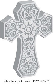 Cross Ornament Relief. Symbol with floral ornament decoration, for tattoo or any design you want