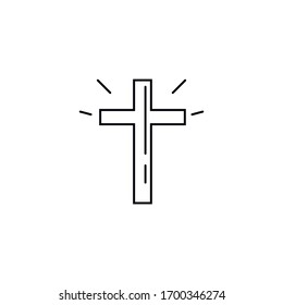 Cross outline easter icon over white