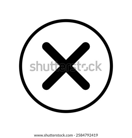 cross outline icon button vector. Delete, Close icon line vector on white background