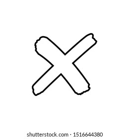 Cross outline sign or x mark icon. No symbol