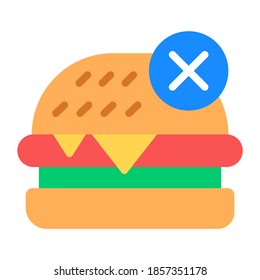 Cross over burger, no burger flat icon