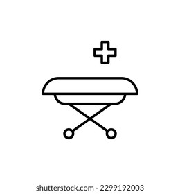 Cross over Medical Gurney Line Icon. Editable stroke. Suitable for various type of design, banners, infographics, stores, shops, web sites 