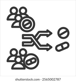 Cross Over Study Outline Icon Vector Illustration