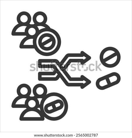 Cross Over Study Outline Icon Vector Illustration