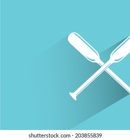 cross paddle, cross oar, blue background, flat and shadow theme