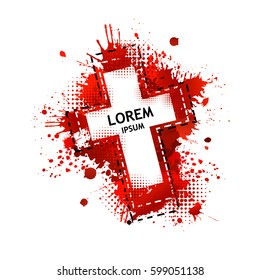 Cross of paint stains. Vector