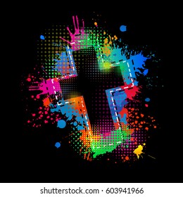 Cross of paint stains. Vector