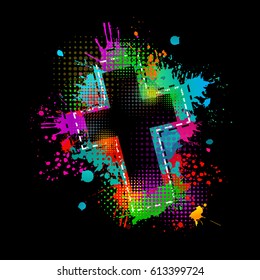 Cross of paint stains. Vector