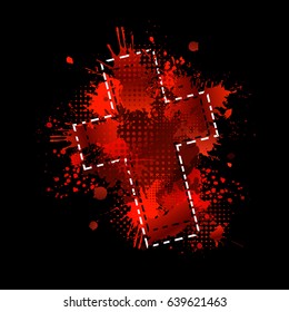 Cross of paint stains. Vector