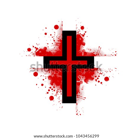 cross of paint stains. Vector