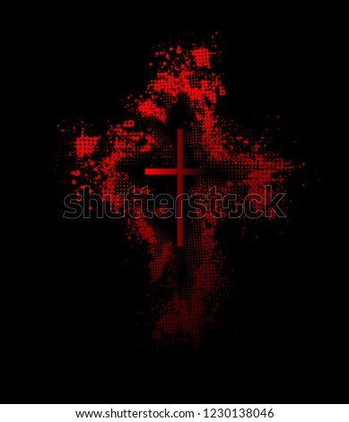 Cross of paint stains. Vector