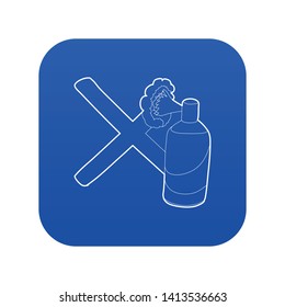 Cross painted with a balloon icon blue vector isolated on white background