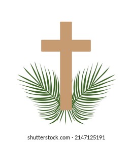 Cross Palm Branches Holy Week Inspiration Stock Vector (Royalty Free ...