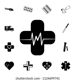 cross and palpitations icon. Detailed set of medicine icons. Premium quality graphic design sign. One of the collection icons for websites, web design, mobile app on white background
