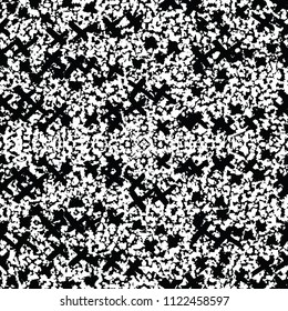 Cross pattern. Black white geometric seamless texture. Monochrome vector design print. Futuristic graphic repeating tile. Simple geometry background. Stylish abstract linear ornament. 