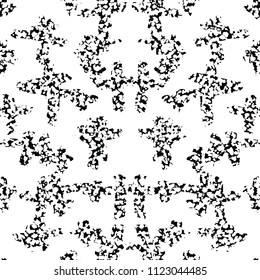 Cross pattern. Black white geometric seamless texture. Monochrome design print. Mimimal graphic repeating tile. Ink hand drawn geometry background. Modern abstract linear ornament. 