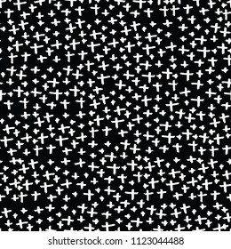 Cross pattern. Black white geometric seamless texture. Monochrome design print. Mimimal graphic repeating tile. Diamond background. Stylish abstract linear ornament. 