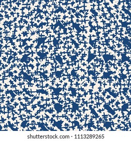 Cross pattern. Blue white geometric seamless texture. Monochrome design print. Trendy graphic repeating print. Ink hand drawn geometry background. Stylish abstract linear ornament