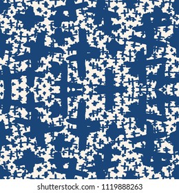 Cross pattern. Blue white geometric seamless texture. Hipster fashion design print. Mimimalistic graphic repeating tile. Watercolor geometry background. Modern abstract linear ornament. 