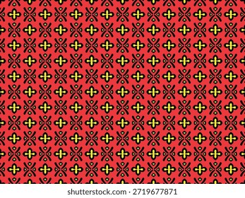 Kreuzmuster-Design. art, blume, indisch, druck, geometrien, flok, deco, linie, linien art, arabisch, türkisch, amerikanisch, afrikanisch, aztec, kreuz, gelb, rot, grün, schwarz, stil, grafik, dekor, interieur