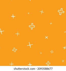 Cross pattern design in orange background, x multiply. Abstract geometric vector illustration. For kids and cute wallpaper.. Surface pattern design.