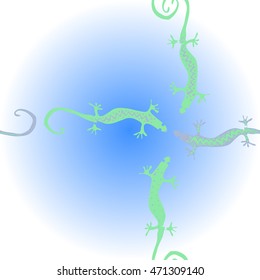    cross  pattern with lizards, reptile, zigzag, object, ellipses,  copy space . Hand drawn.