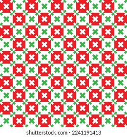 Patrón cruzado de color rojo, verde y blanco. Ilustración del fondo de cosido rojo, verde y blanco. Color del tema de Navidad.