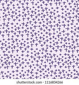 Cross pattern. Ultraviolet geometric seamless texture. Flat vector design print. Trendy graphic repeating print. Ink hand drawn geometry background. Stylish abstract linear ornament
