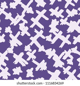 Cross pattern. Ultraviolet geometric seamless texture. Monochrome design print. Futuristic graphic repeating tile. Diamond background. Stylish abstract linear ornament. 